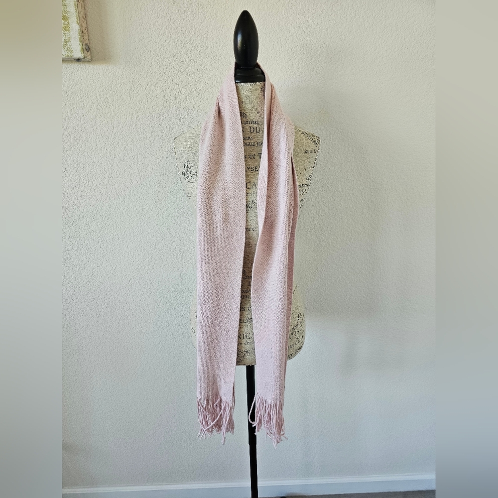 Parkhurst Soft Pastel Pink Cashmere Blend Fringe Scarf - Made in Canada